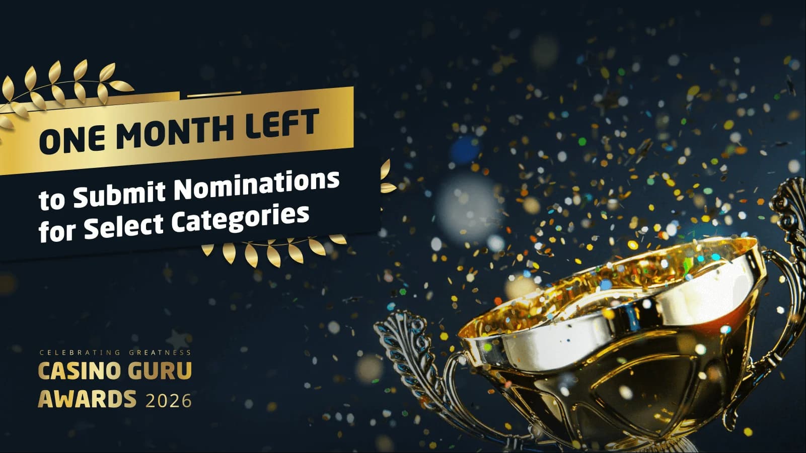 One month left to submit nominations for select categories at the Casino Guru Awards 2026 - Press Release iGaming news